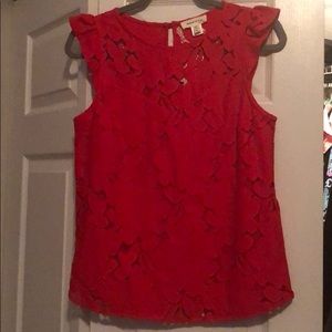 COPY - NWT RUFFLE CAP SLEEVE LACE TOP
